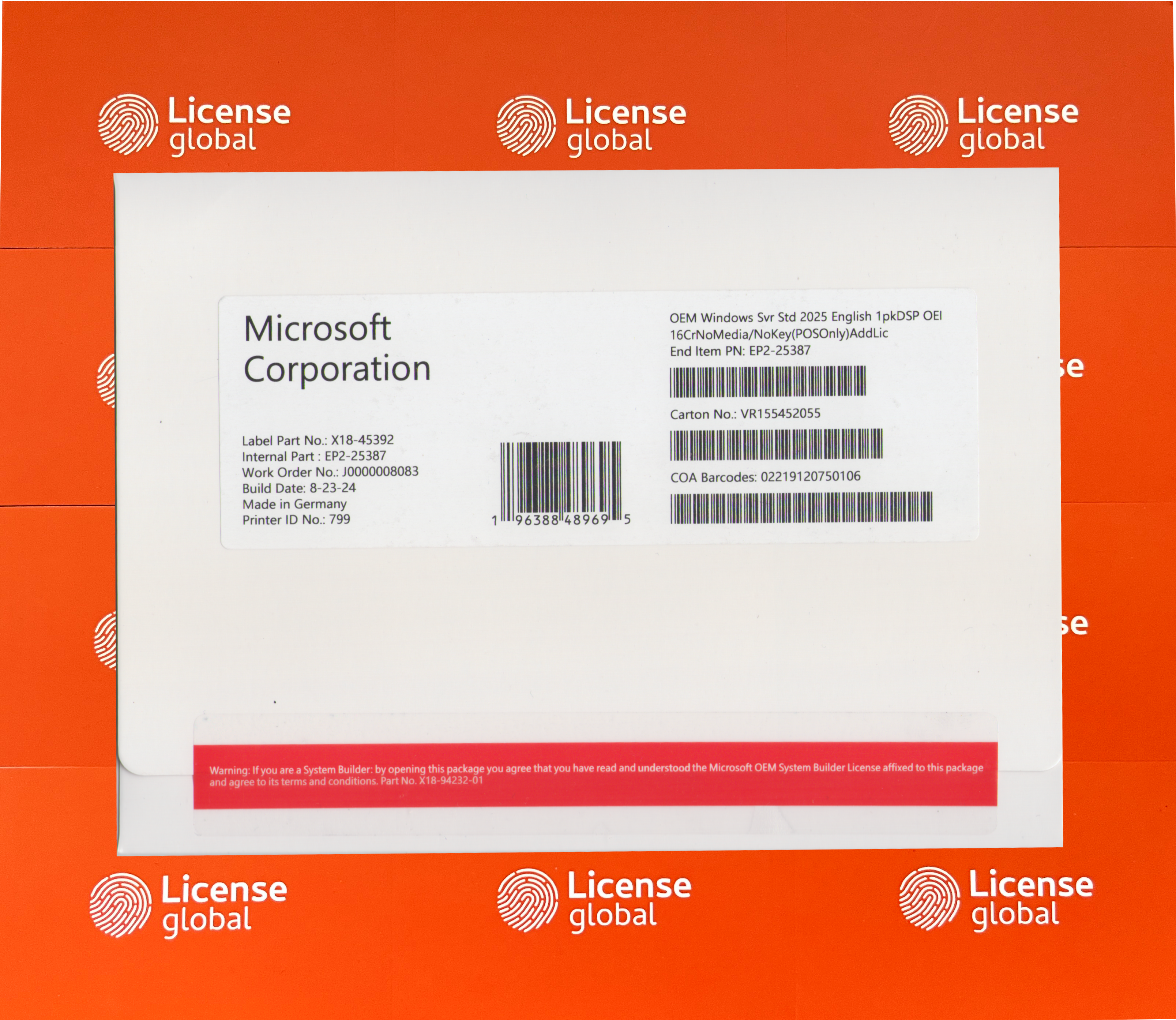 Windows Server Standard 2025 Add License Box