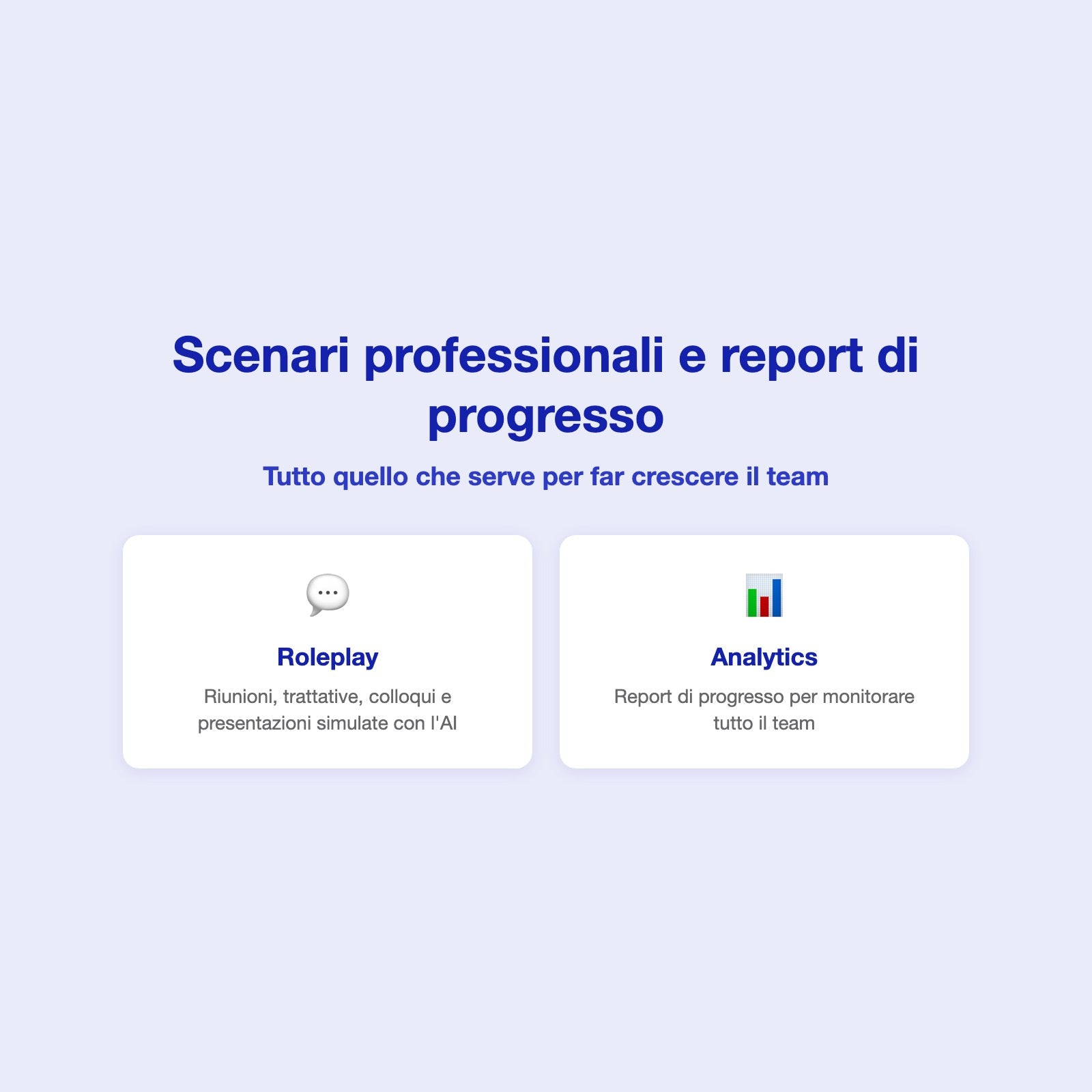 Scenari roleplay professionali e report di progresso TalkPal Business