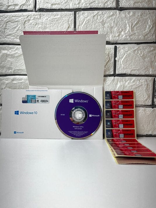 Box DVD Windows 10 Pro + 10 Coa Sticker Label