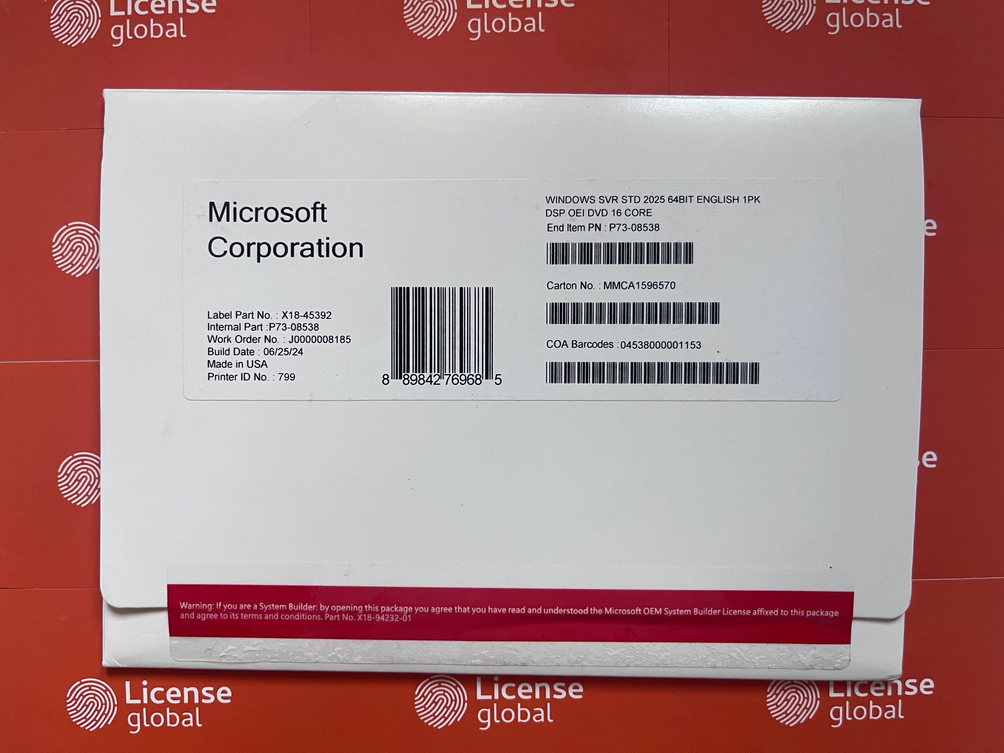 Windows Server 2025 Standard 16 Core box