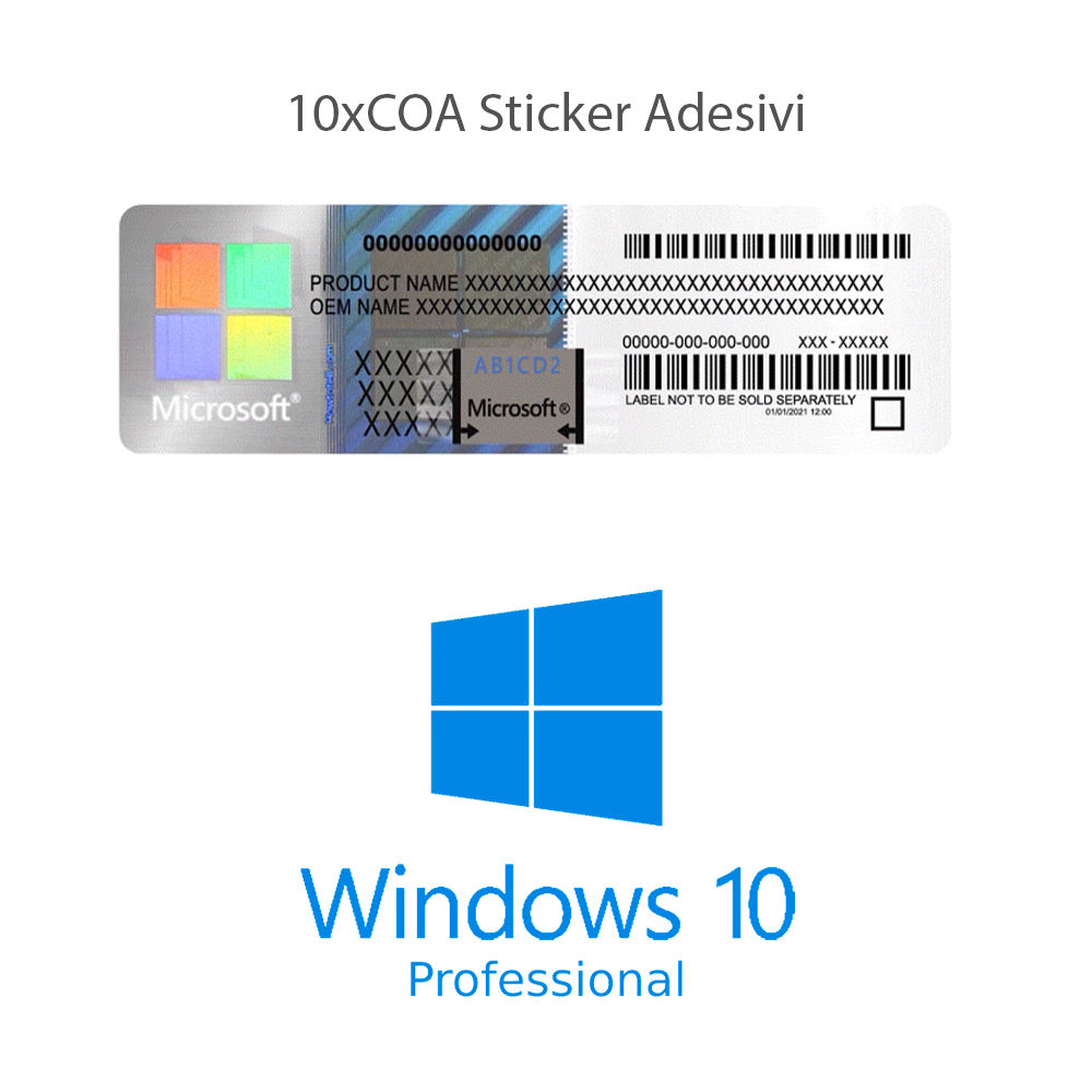 Windows 10 Professional Coa Sticker 10pz