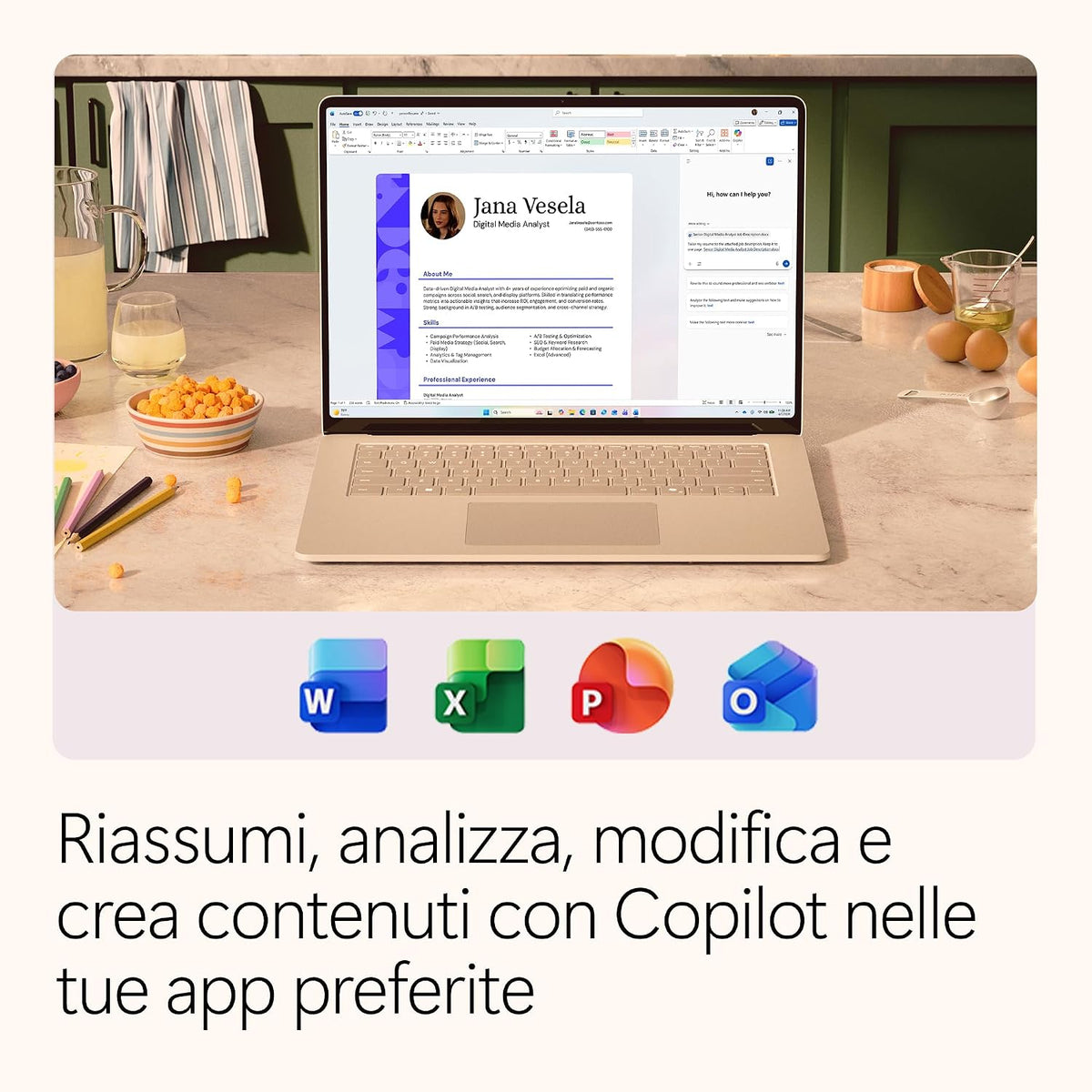 Microsoft 365 Family: Copilot in Word, Excel, PowerPoint e Outlook