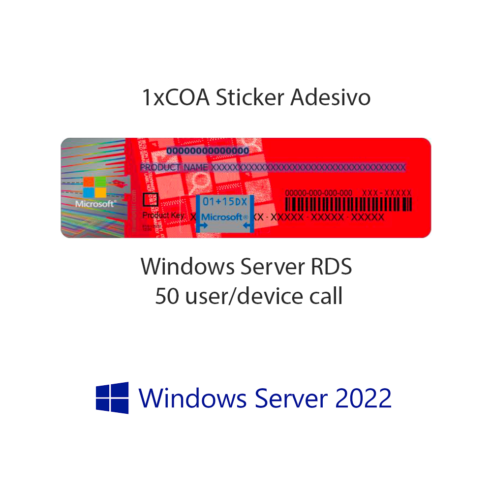 Windows Server 2022 RDS 50 USER CAL COA STICKER